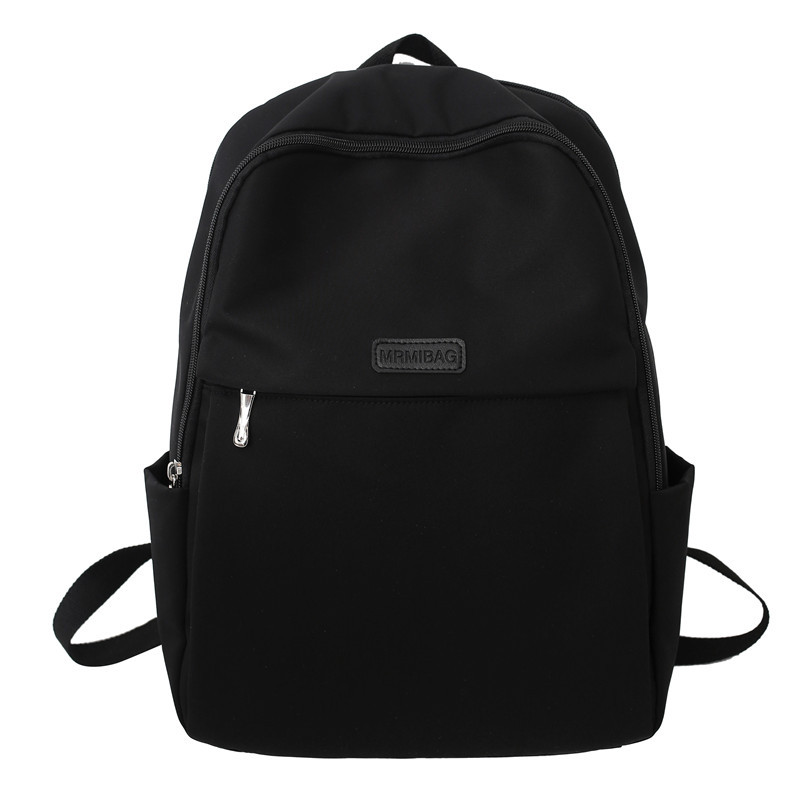 Damen-laptop-rucksack aus nylon, schultertasche im preppy-stil, einfarbig, ideal für mädchen: Schwarz
