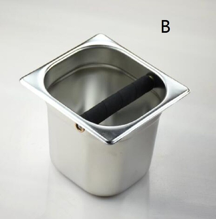 Wooden Knock Box Stainless Steel Coffee Beans Barrel A/B: B