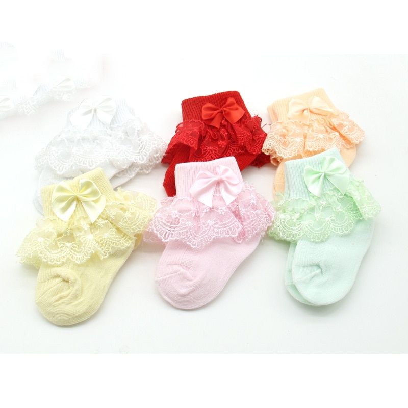 Nyfødte baby piger sokker bomuld blonder baby sokker til piger spædbarn solid prinsesse stil baby piger tøj tilbehør