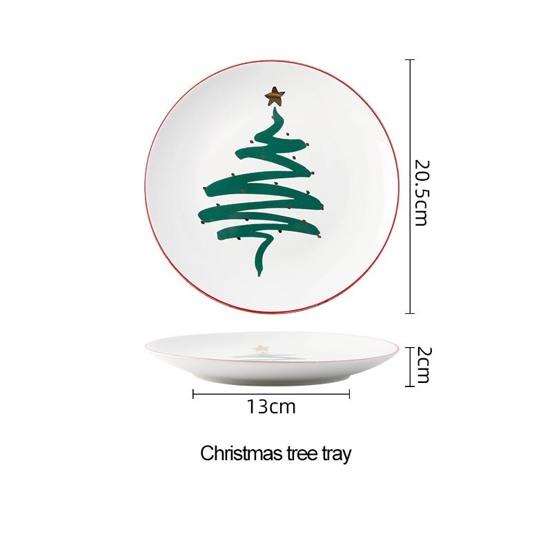 Juego de platos y cuencos de cerámica para Navidad, taza de café, cocina, fruta, ensalada, sushi, plato de postre, juego de vajilla, bandejas decorativas: Christmas tree tray