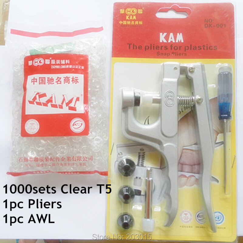 Clear Transparent 1000sets T5 Size 20 KAM Plastic Resin Snaps Buttons fasteners for DIY Diaper Craft + 1pc snap pliers kit DK001