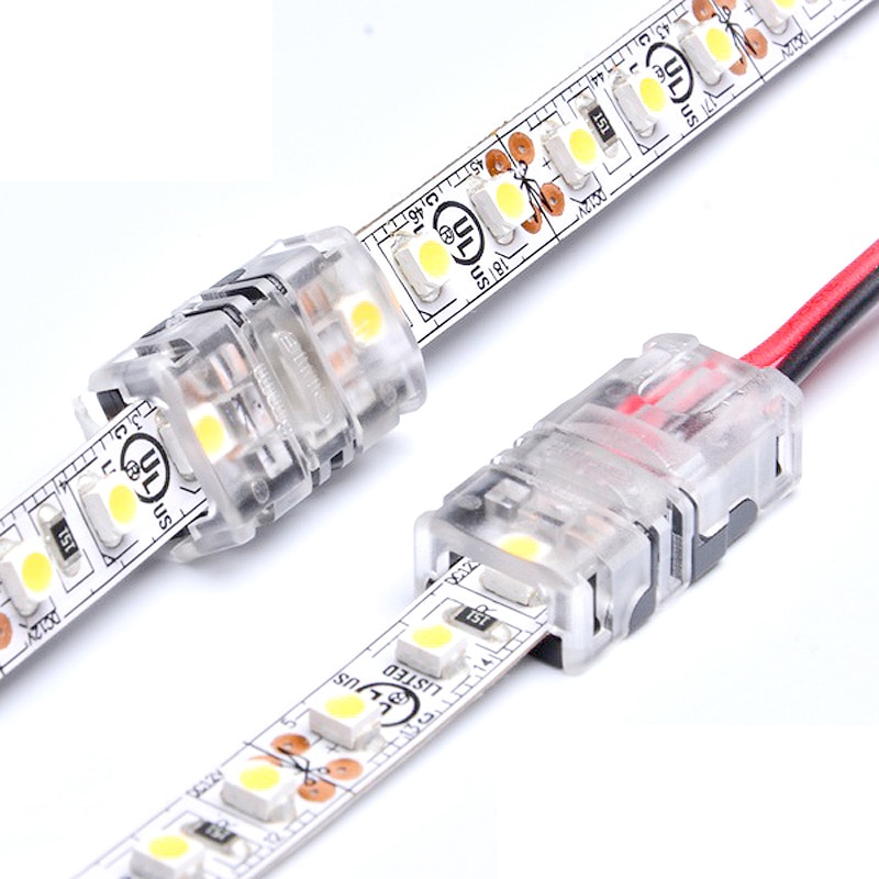 10PCS 8MM 10MM 12MM Wire to LED Strip Connector Strip to Strip Clip Connector for Single Color RGB LED Strip Light