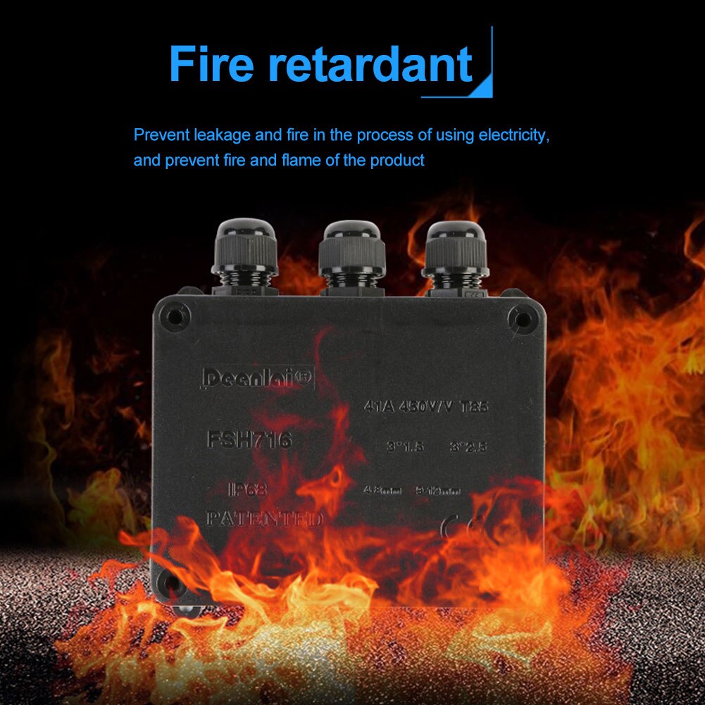 Outdoor Cable Connector Shell Junction Box Electrical Flame Retardant Home 3 Way Easy Install Wire Enclosure IP68 Waterproof