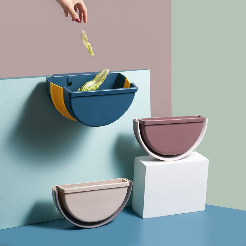 Waste Bin Hanging Trash Can Bin Cabinet Door Toilet Waste Storage Wall Mounted Folding Bathroom Cute Home Baskets Cleaning Tool