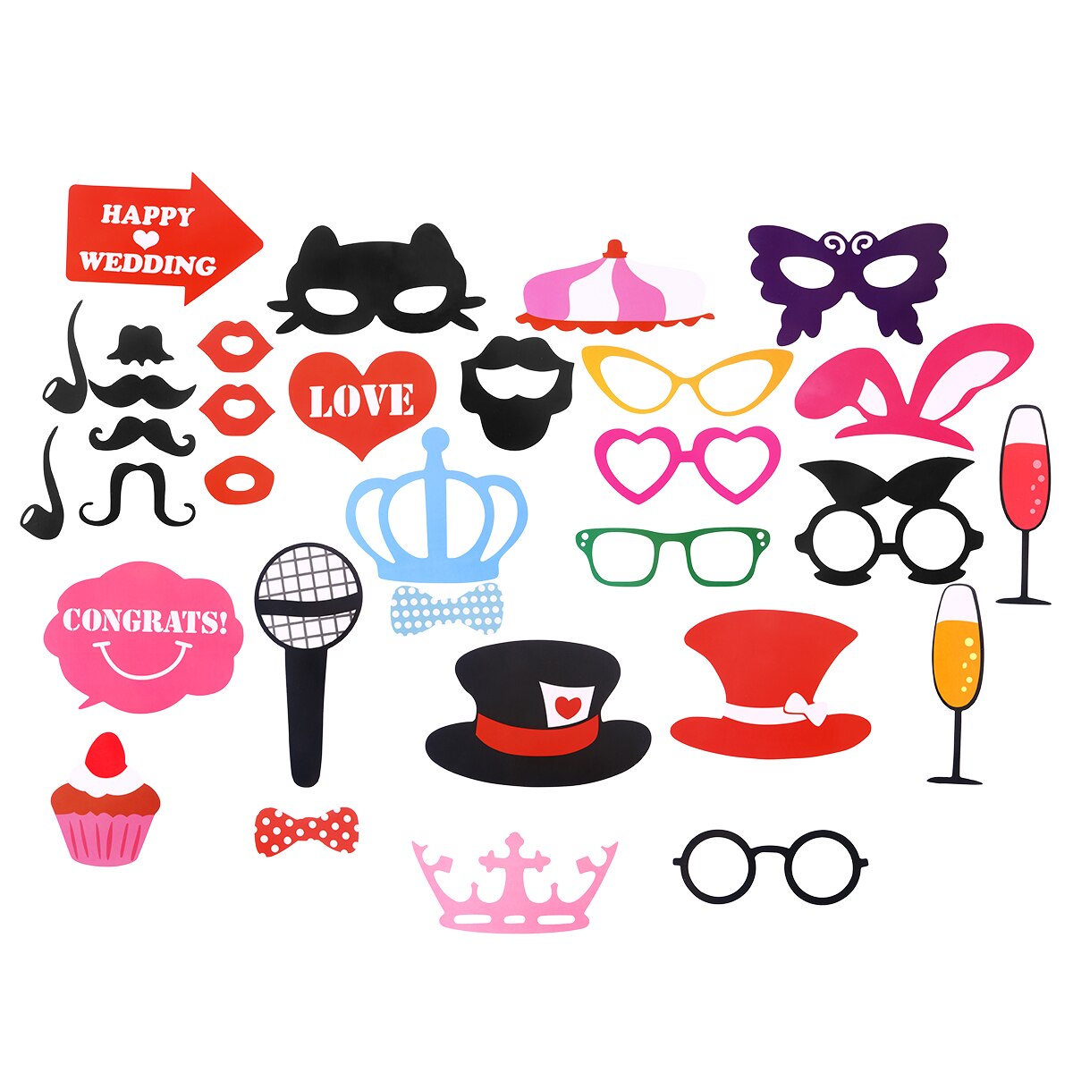 32pcs Wedding Photo Booth Props Photobooth Kits Dress Decoration Party Supplier Fun Accessories