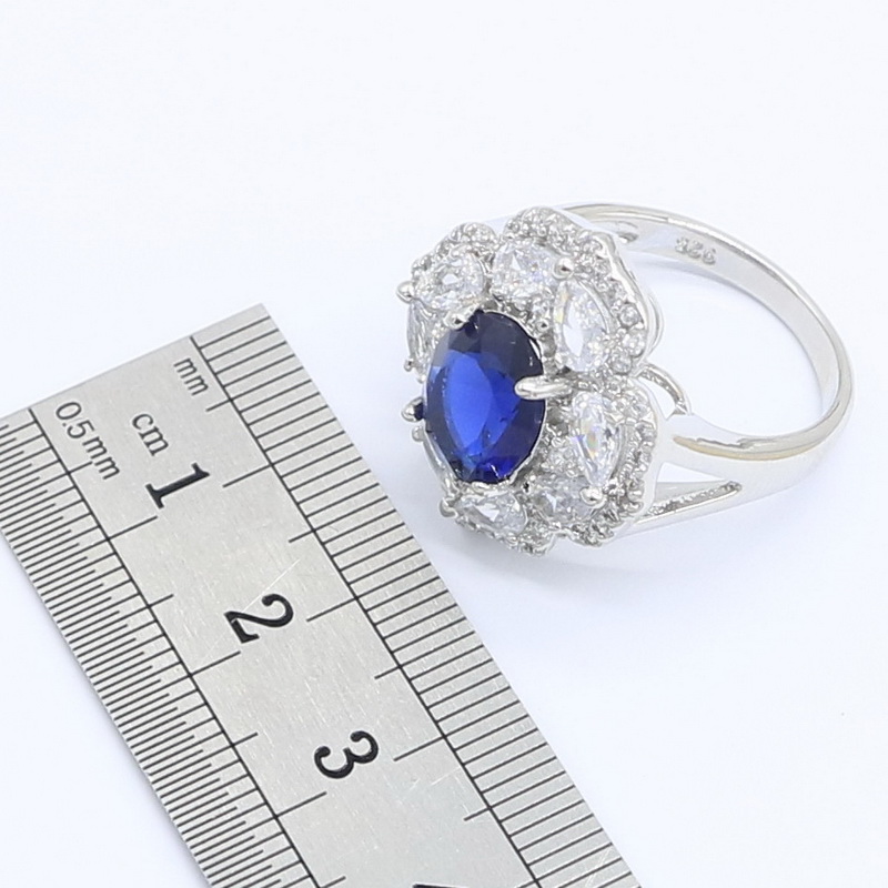 Set di gioielli semipreziosi blu classici per le donne bracciale da sposa collana pendente orecchini anello confezione regalo