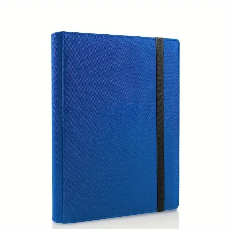 1 stk. kortbind med 9 lommer, samlekortholder, premium pu-omslag med lynlås til kort, holdbar kortfoldning fra siden: Blå