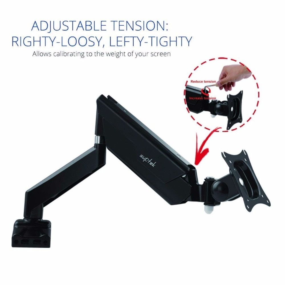 Suptek Full Motion Desk Mount with Mount and Gas Spring for Computer Monitors 13-30" LED LCD Flat Panel TVs
