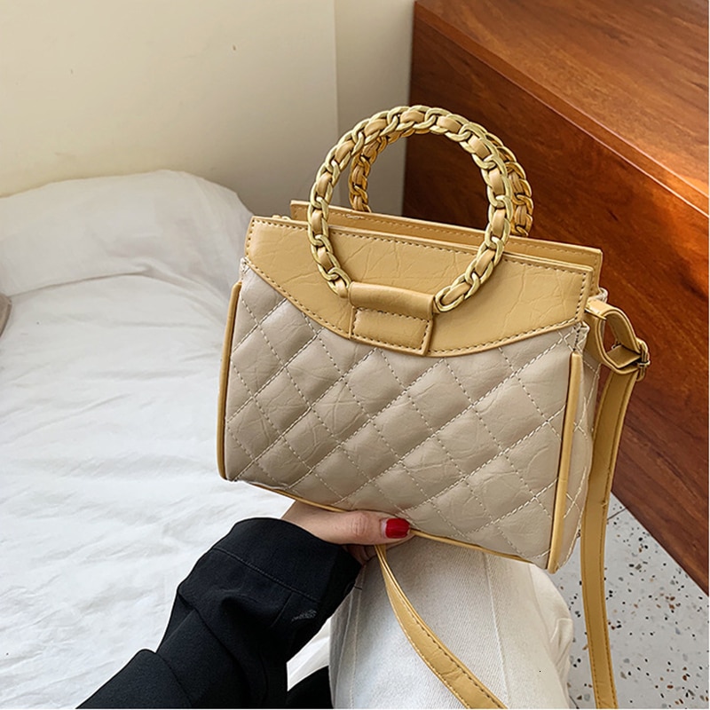 Early Autumn Loop Totes Tide Texture Diamond Lattice Style Big Capacity Single Shoulder crossbody bags for women