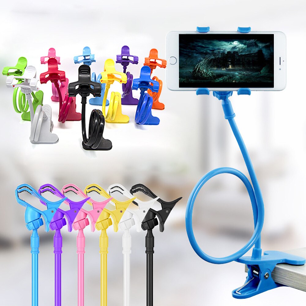 Suporte de telefone universal flexível com clip 360 graus, móvel, para preguiça na cama, fixa na mesa, base