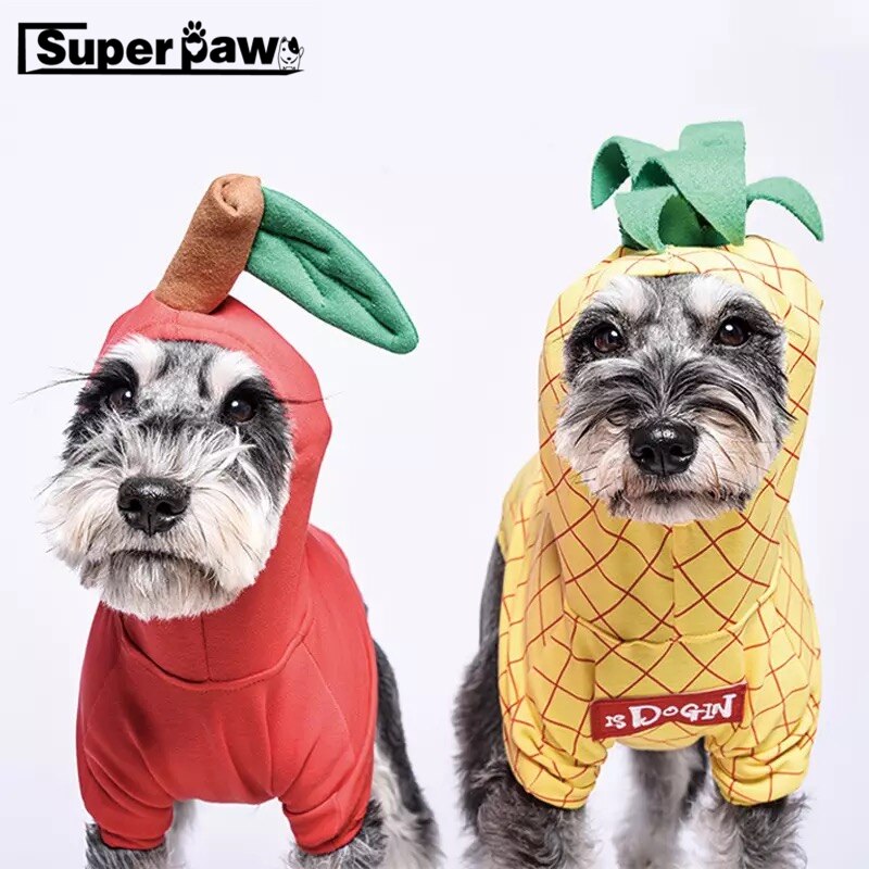 Funny Fruit Puppy Costume Pet Dog Clothes for Small Dogs Chihuahua Pug Cute Hoodies French Bulldog Apple Pineapple Apparel ZZC02