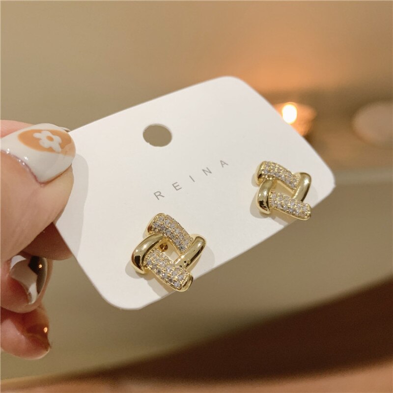 Pendientes de bloque geométrico sin agujero, Clips para las orejas, Clip de Metal hueco sin Piercing, joyería minimalista, CE0841