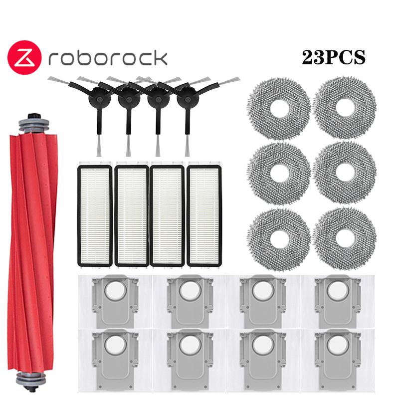 Roborock Q Revo / P10 A7400RR Roboterstaubsauger, Zubehör, Hauptseitenbürste, Hepa-Filter, Mopptücher, Staubbeutel, Ersatzteil: Gold