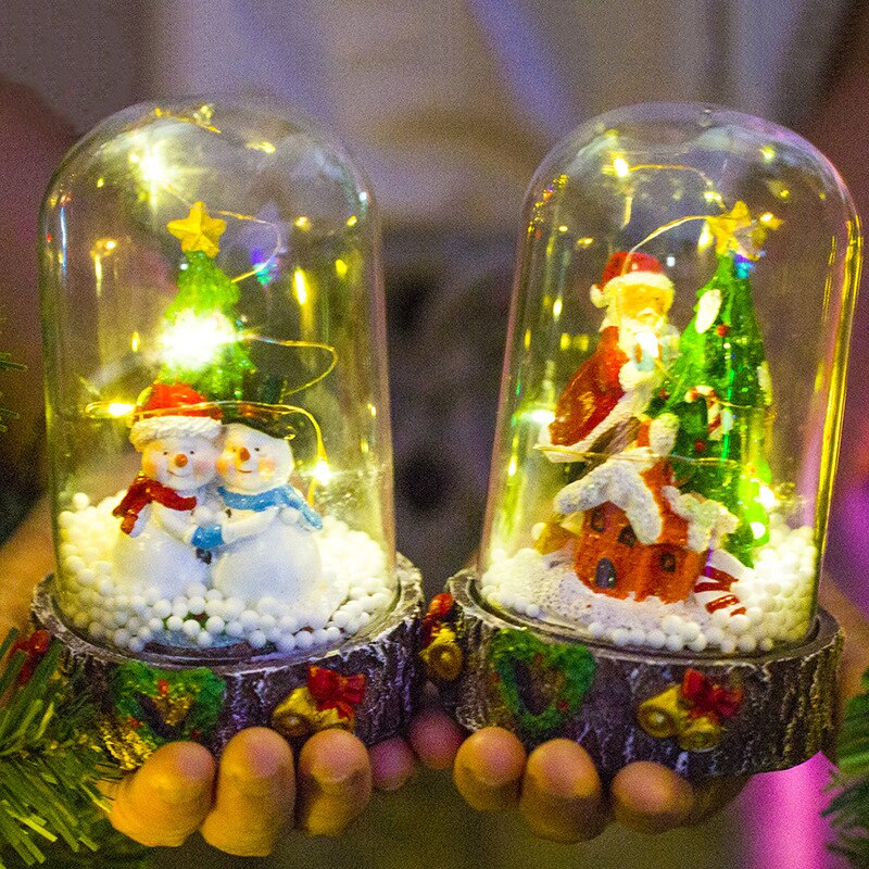 Kerst sneeuwbal nachtlampje decoratieve kinderen lichtgevende speelgoed ornamenten glazen deksel verlichting rendierboom festival ornamenten