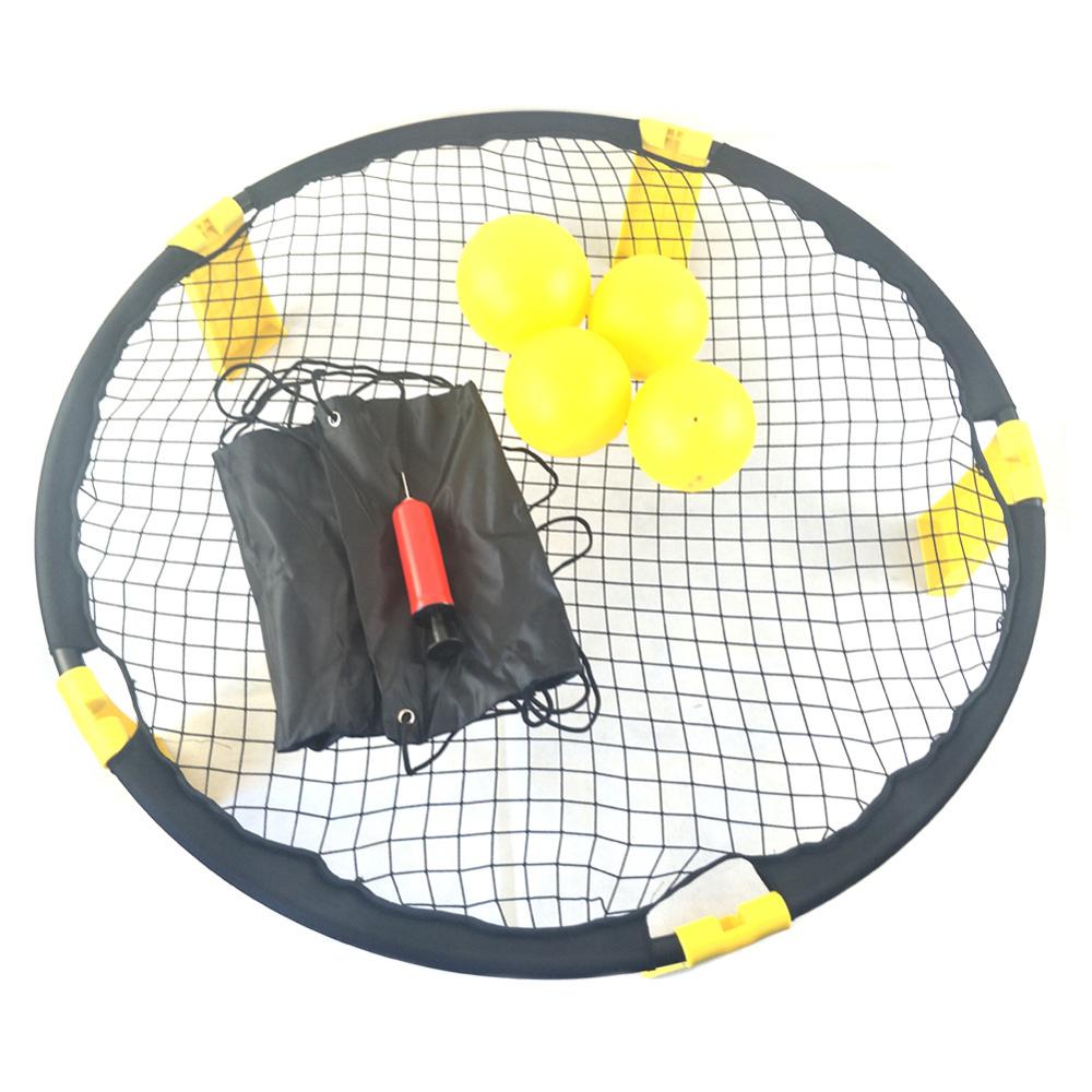 Mini Strand Volleyball Spitze Ball Spiel einstellen draussen Team Sport Spikeball Rasen Fitness Ausrügestochen Mit 3 Bälle Volleyball Netz 4Stck