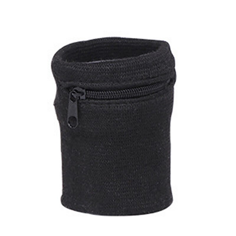 Reise SchweißBand Lauf Handgelenk Brieftasche Schlüssel Sport Armbinde mit Reißverschluss Tasche: Schwarz