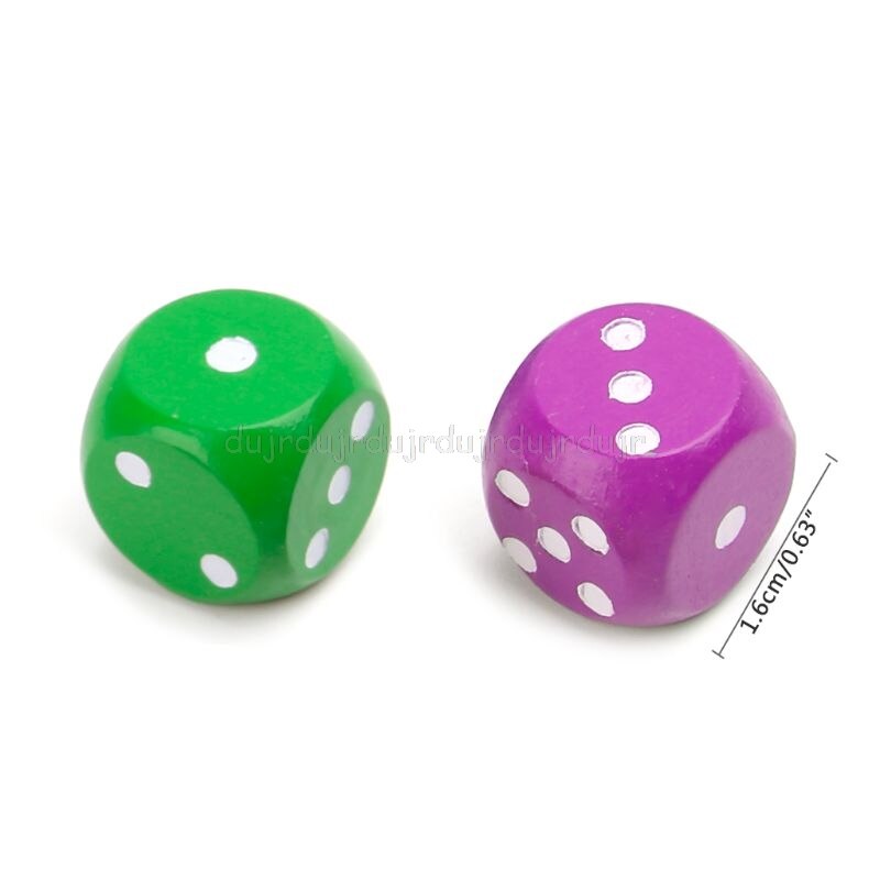 5 pçs 16mm madeira dados número canto redondo hexahedron para festa de família dnd criança brinquedos d11 19 dropship