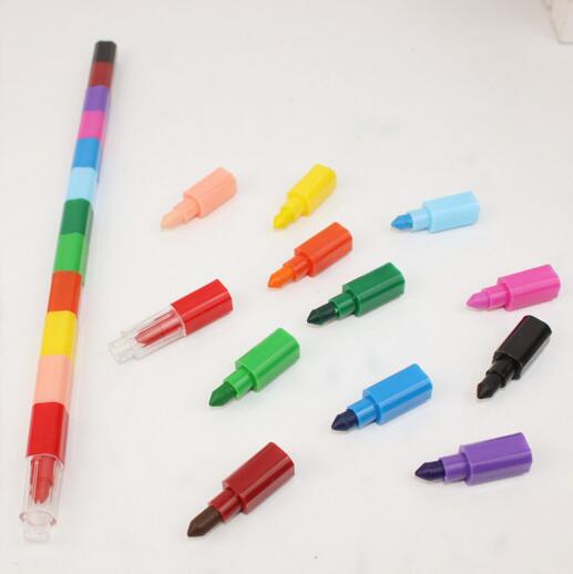 6/stuks of 12 pcs Pop up Olie Pastel Kleurpotloden Pen Kids Swap Punt Kleurpotloden Stacker Potloden DIY Party loot Bag Fillers Tekening Pen