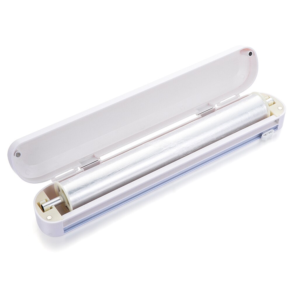 Food Wrap Dispenser Cutter Foil Cling Film Wrap Dispenser Plastic Sharp Cutter Storage Holder Suction Cup Kitchen Tool