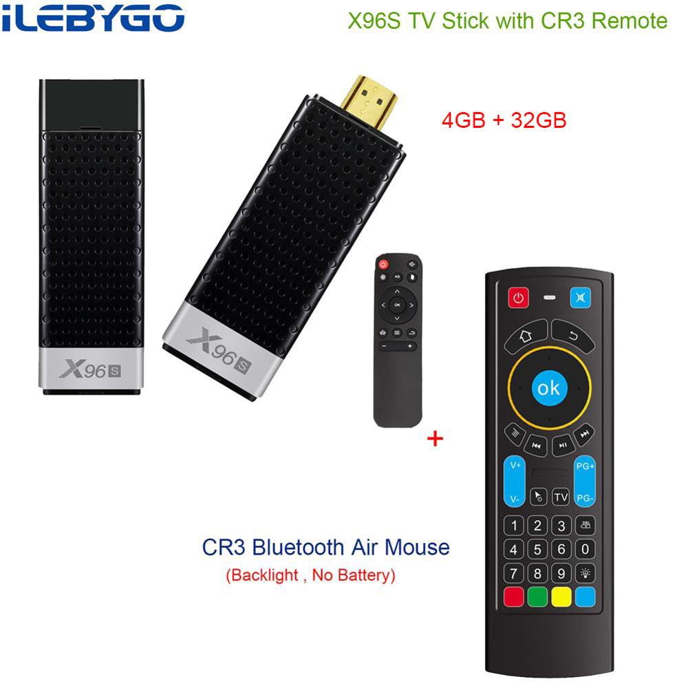 Ilebygo-minitv Stick X96S 4K, con Android 8,1, 4GB, 32GB, S905Y2, Quad Core, wi-fi Dual 2,4 GHz/5GHz, Bluetooth 4,2, 1080P, H.265, Dongle de TV inteligente