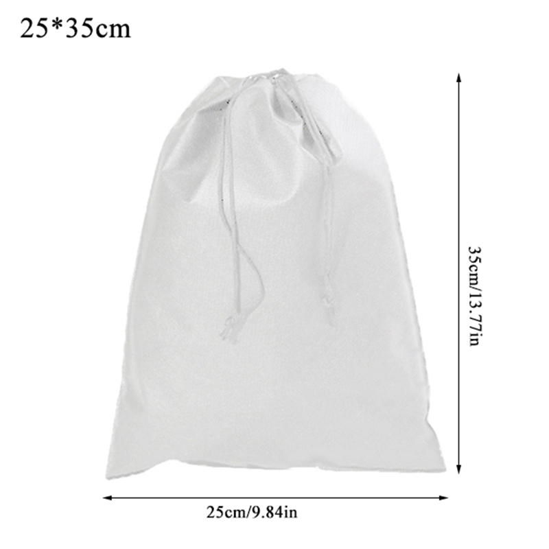 Non-woven Fabrics Drawstring Bag Shoes Travel Portable Organizer Toiletry Bag Case Clothes Backpacks Shopping Bag: white 25x35cm