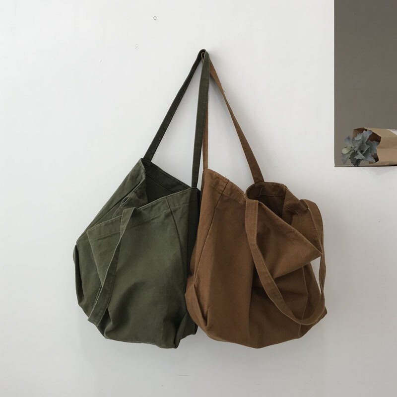 Women Canvas Shoulder Shopper Bag Cotton Cloth Large Capacity Students Female Handbags Eco Fabric Tote Shopping Bags
