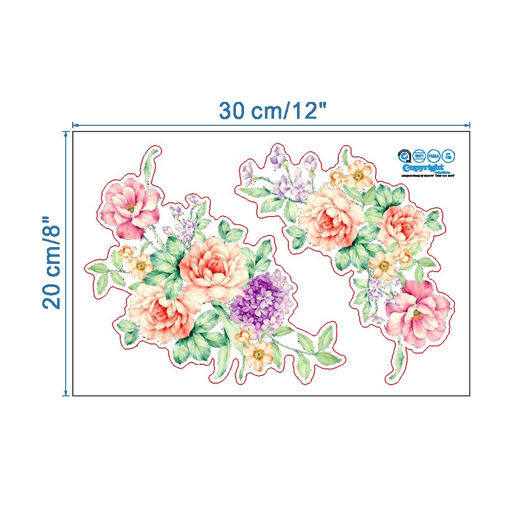 Kleurrijke Bloemen 3D Muurstickers Mooie Pioen Koelkast Stickers Garderobe Toilet Badkamer Decoratie Pvc Muurstickers Lijm