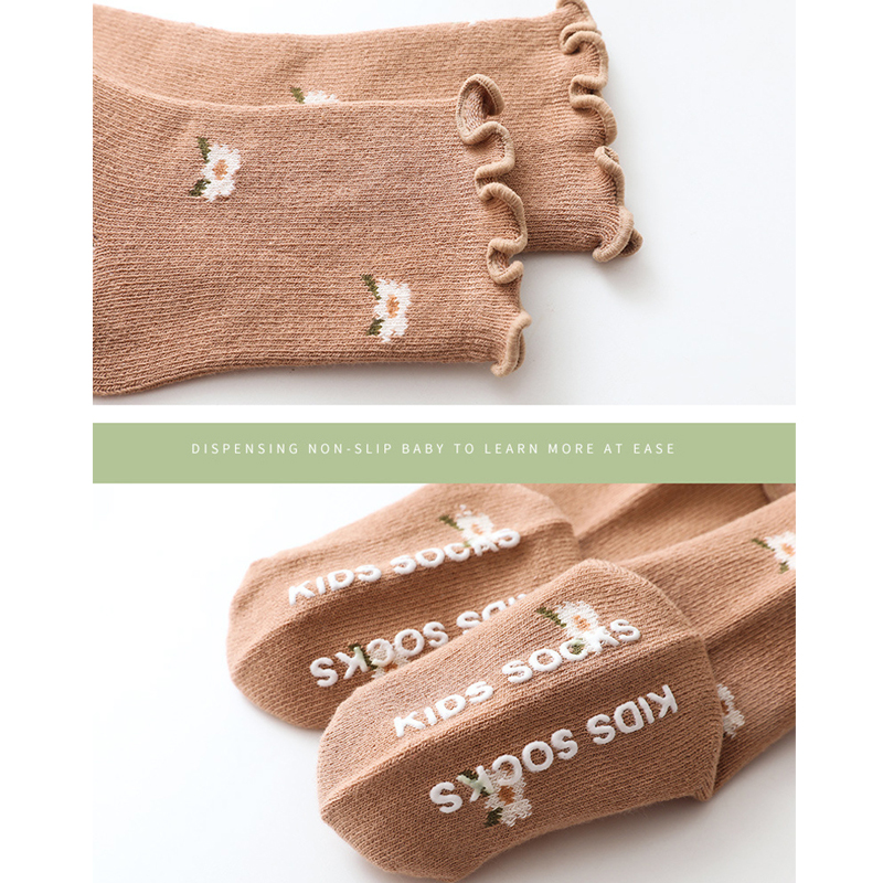 Kids Sokken Baby Solid Cotton Candy Kleuren Warmers Sokken Voor Jongens Meisjes Anti-Slip Baby Sokken Met Bloemen Hout oren Kid