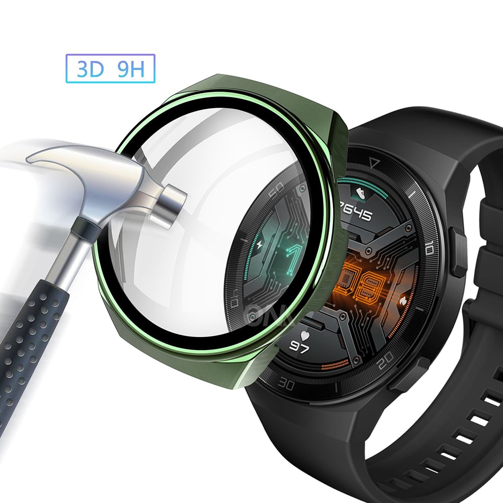 Per il caso di Huawei Orologio GT 2E GT2E GT2 GT 2 42 millimetri 46 millimetri di Copertura Completa Copertura Della Cassa Del Respingente con temperato Protezione Dello Schermo di Vetro