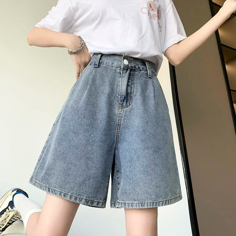 Casual streetwear sommar denimshorts kvinnor halvlånga lösa vida ben bermuda feminina 5xl 6xl stora jeans korta femmebyxor: M