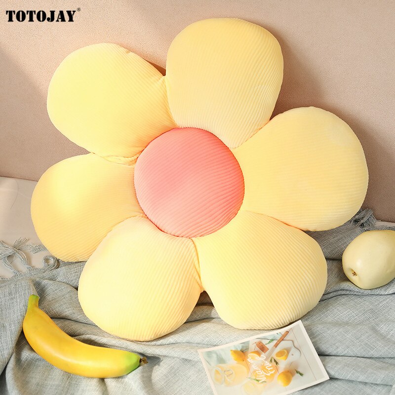 Bunte Blume Plüsch Kissen Spielzeug Weichen Karikatur Anlage Gefüllte Puppe Stuhl Kissen Sofa Kissen Dekorative Boden matt SchöNe: Gelb / 55CM