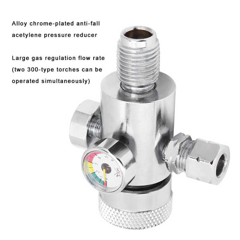 Air Pressure Regulator Alloy Chrome-Plated Acetylene Pressure Reducer Acetylene Pressure Gauge Regulator