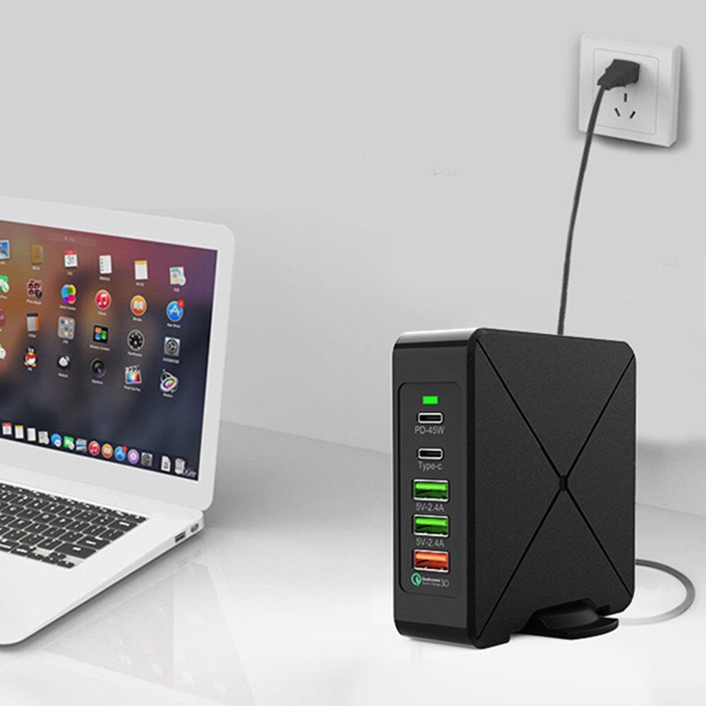 Ilepo 75W Smart Dual Pd Multi Port Usb Charger QC3.0 Qualcomm Protocol Voor Iphone 11 Xs Max X Xr 8 Plus Draadloze Oplaadstation