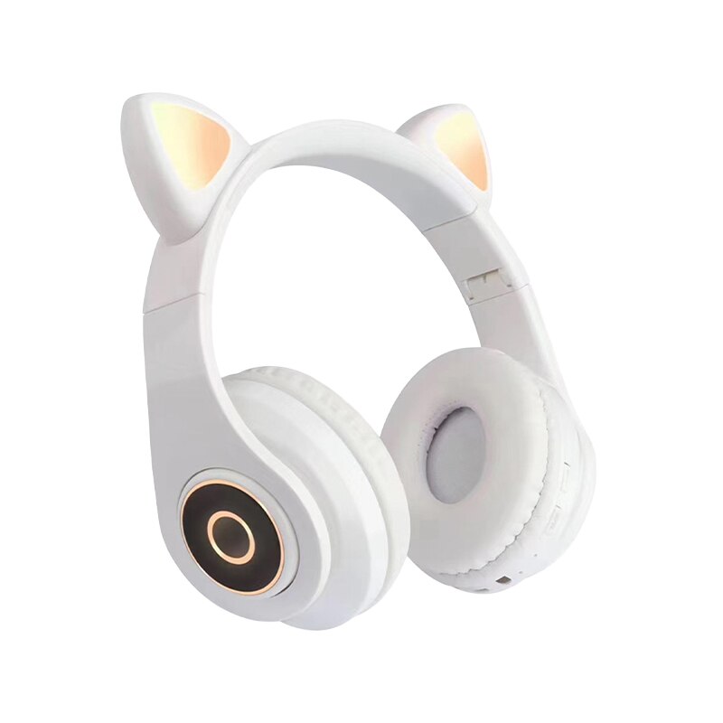 Caridite Bluetooth Headband Headphones - Wireless Hifi Headset with Mic, LED Lights, Memory Foam: Headband White