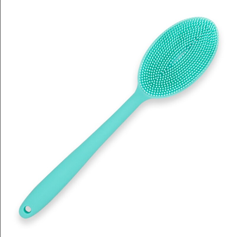 Siliconen dubbelzijdige badborstel met lange steel, rugborstel voor massage, douche, reiniging, verwijdering van exfoliërende badborstel: Groente