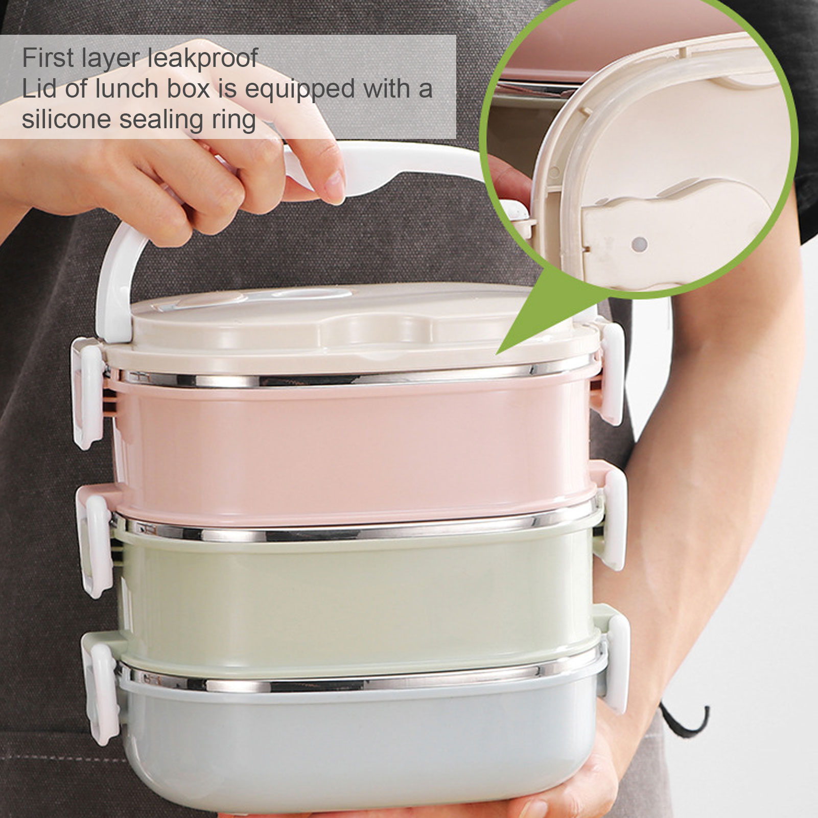 Utensilios de cocina fiambrera fiambrera contenedor de comida portátil de acero inoxidable para estudiantes niños trabajo fiambrera de acero inoxidable