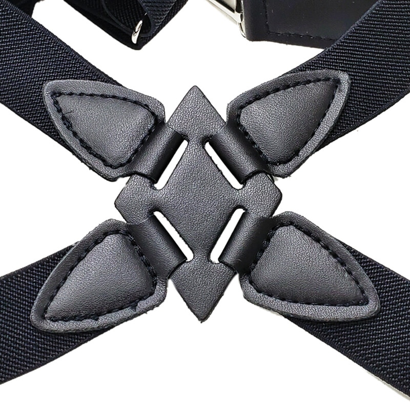 Bretelles hommes large réglable quatre Clip-on x-back élastique noir bretelles robustes bretelles hommes