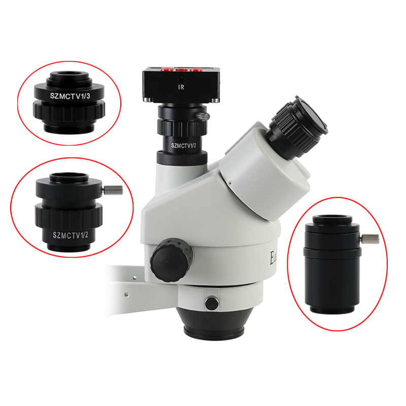 SZMCTV 1/2 1/3 1X Adapter For Simul Focal Trinocular Stereo Microscope HDMI VGA USB Video Camera 0.3X 0.5X C mount Lens Adapter