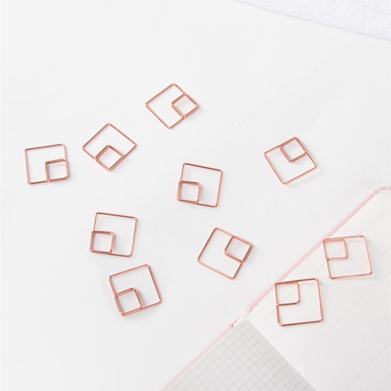 10pcs/lot Geometric Shape Paperclips Square Styling Decoration Office Accessories Paper Clips Bookmark Office Supplies
