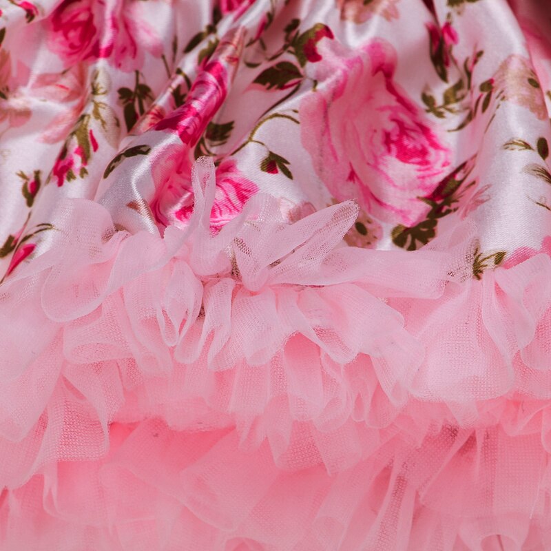 Falda tutú para bebé de Navidad, faldas con volantes con flores rosas estampadas, faldas de chifón esponjosas para niñas, ropa infantil