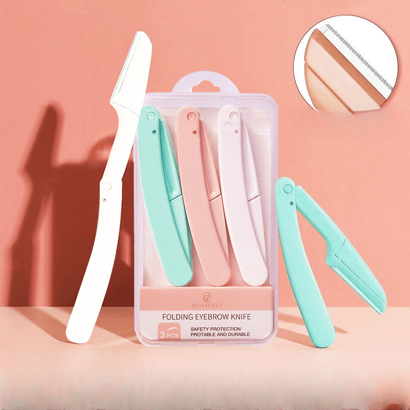 3 stücke Sicher Falten Damen Gesicht Rasierer Augenbraue Trimmer Klinge Anti-Scratch Rasierer Make-Up Werkzeuge Augenbraue Trimmer Gesicht Rasierer für Frauen