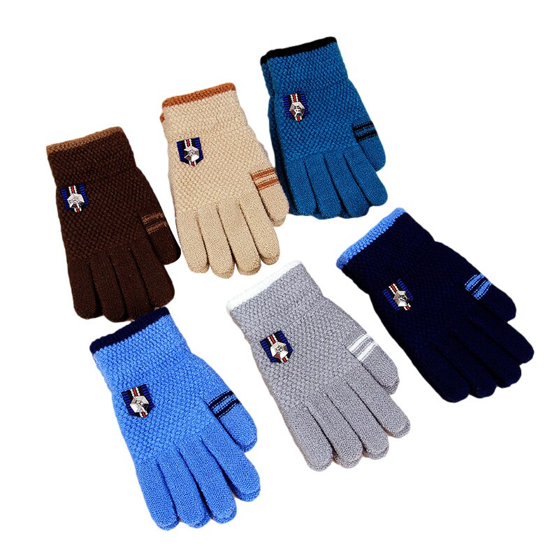 Children's Warm Gloves Kids Boys Thicken Keep Warm Finger Mittens Soft Multicolor Mosaic Color Children's Accessories