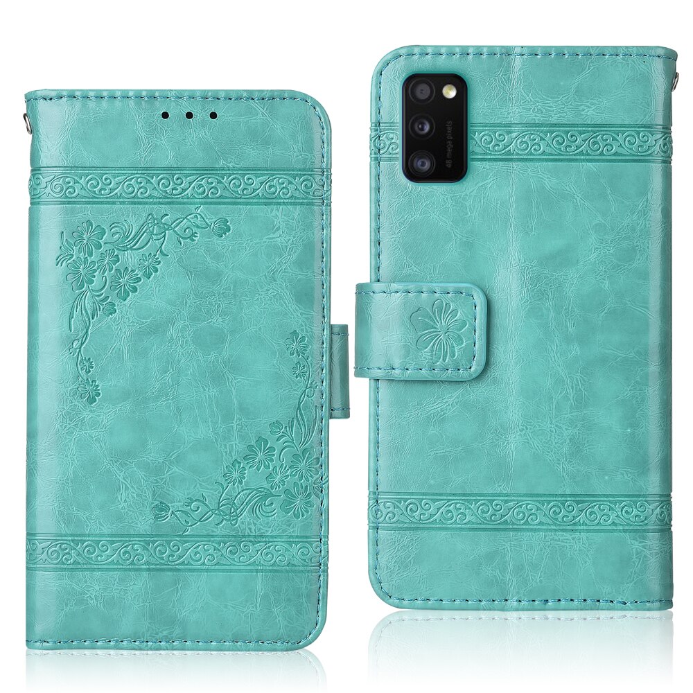 Funda de cuero para libro de Samsung Galaxy A41 A 41, funda para libro, A41: oil-Green