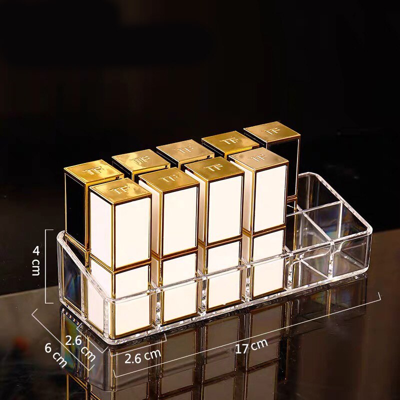 Soporte de almacenamiento de maquillaje acrílico de múltiples rejillas organizador de maquillaje caja de almacenamiento taladro polaco lápiz labial uña caja para cosméticos y joyería titular