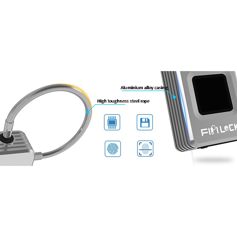 Fipilock FL-S2 Smart Lock Keyless Fingerprint Lock IP65 Waterproof Anti-Theft Security Padlock Door Luggage Case