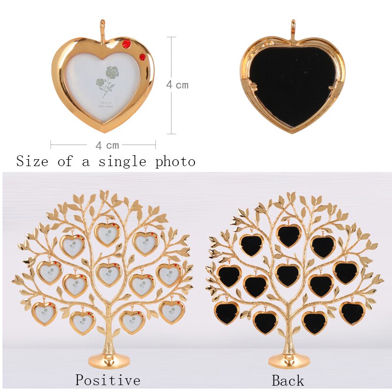 LASODY Rhinestone Family Tree Picture Frame Tree 12 Small Frames Father&#39;s Day Tabletop Home Decoration