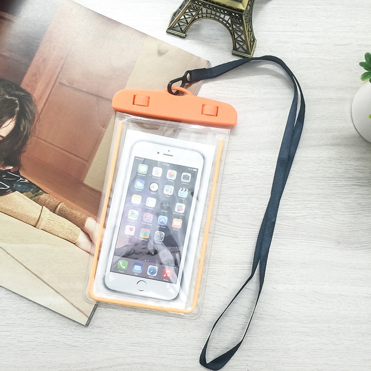 Mobiele Telefoon Zwemmen Pouch Voor Xiaomi Waterdichte Tas Voor Redmi Onderwater Houden Dry Case Cover Voor iphone Drifting 5.99 inch: Orange