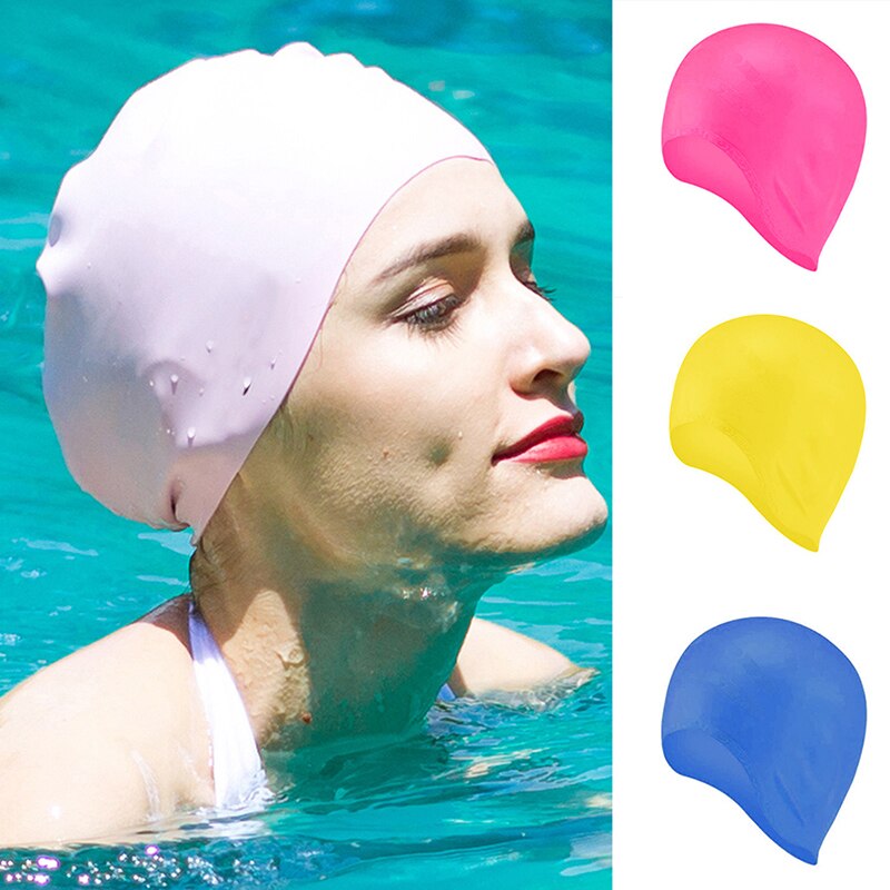 Adults Swimming Caps Men Women Long Hair Waterproof Swim Pool Cap Ear Protect Large Natacion Badmuts Silicone Diving Hat