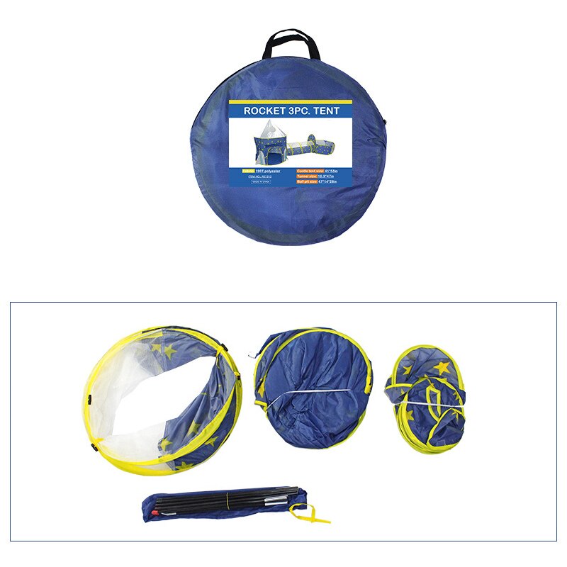 Children's 3 in 1 Tent Spaceship Tent Yurt Tent Game House Play Tent Ball Pool Foldable Game Tent