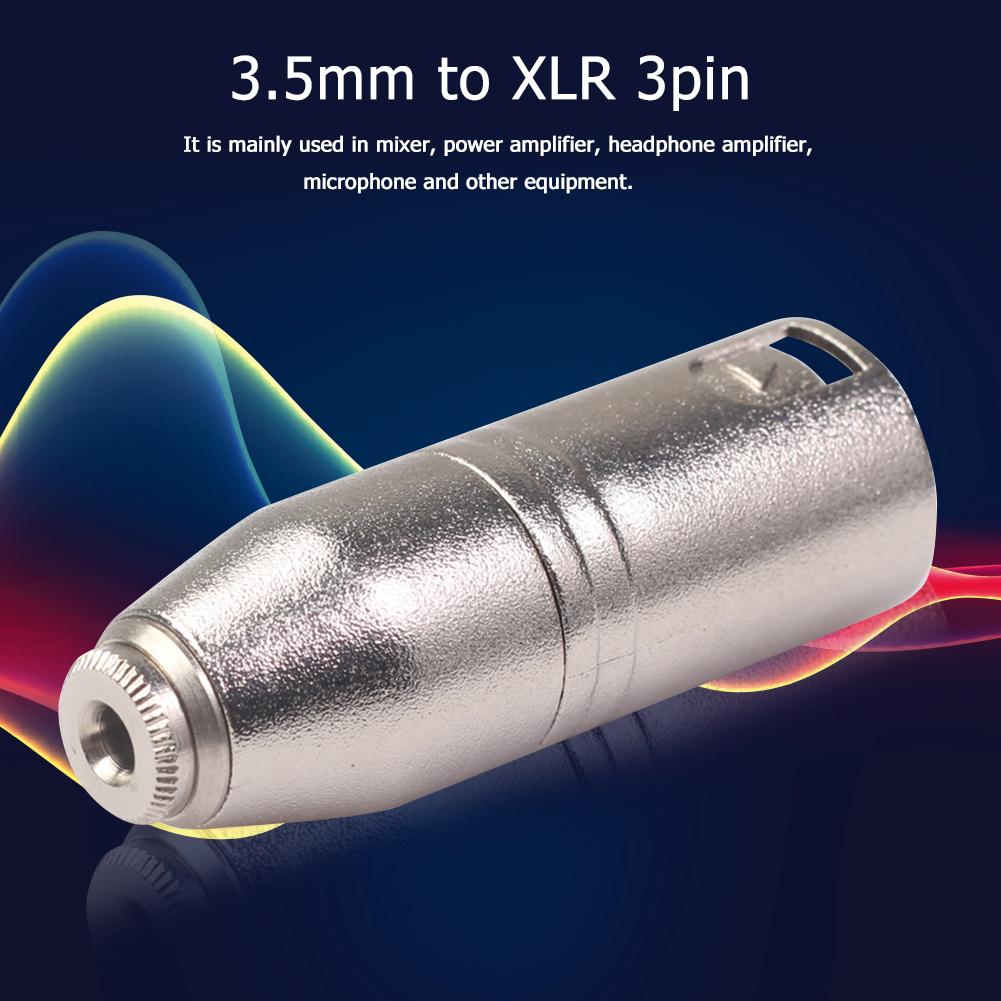 3Pin Adapter All Copper Contact Piece Zinc Alloy Shell XLR Female to 1/8 inch 3.5mm Male Audio for Amplifier Headphone Mic